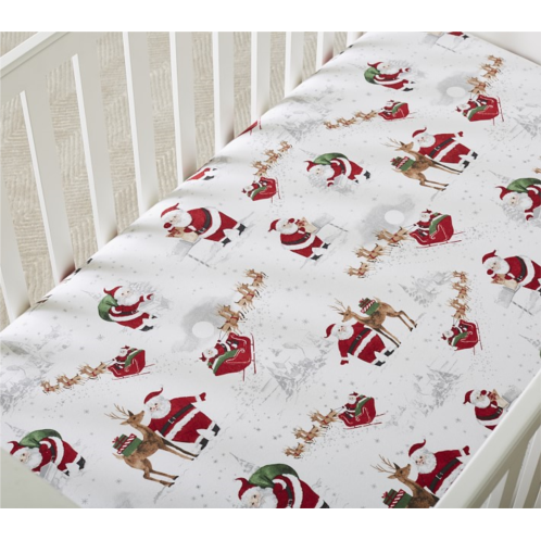 Potterybarn Organic Flannel Heritage Santa Crib Sheets