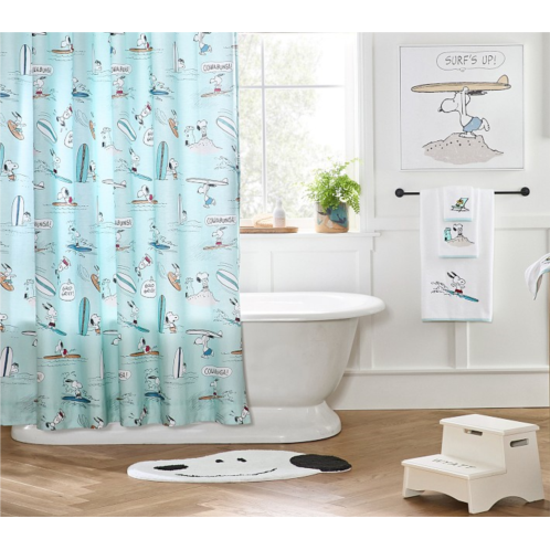 Potterybarn Peanuts Snoopy Surf Bath Set - Towels, Shower Curtain, Bath Mat