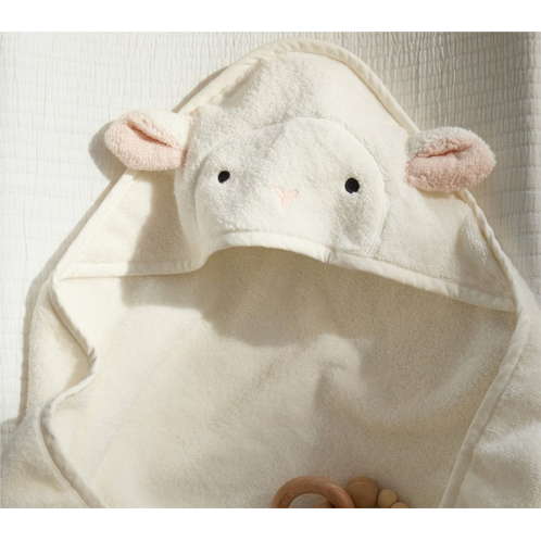 Potterybarn Super Soft Lamb Baby Hooded Towel And Washcloth