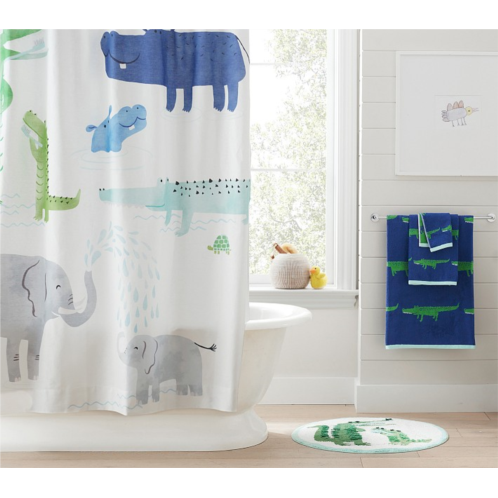 Potterybarn Alligator Safari Bath Set - Towels, Shower Curtain, Bath Mat