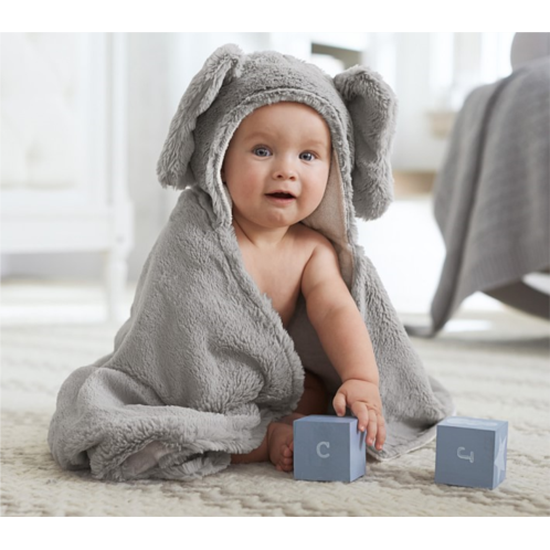 Potterybarn Faux Fur Elephant Baby Hooded Towel