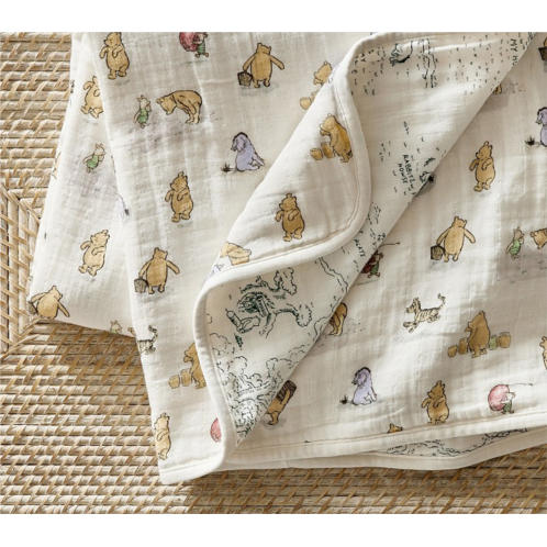 Potterybarn Disneys Winnie the Pooh Oversized Organic Muslin Baby Blanket