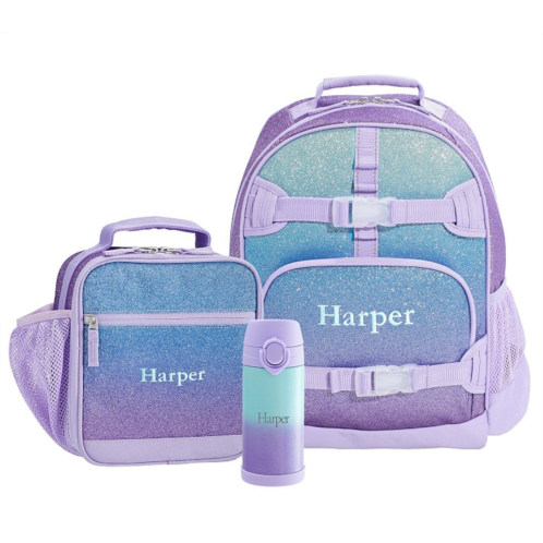 Potterybarn Mackenzie Lavender Aqua Ombre Glitter Backpack & Lunch Bundle, Set Of 3