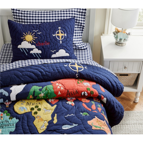 Potterybarn World Map Quilt & Shams