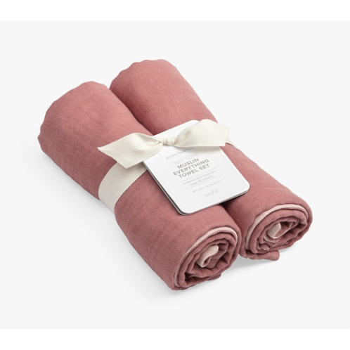 Potterybarn Two-Tone Organic Muslin Towel Set of 2