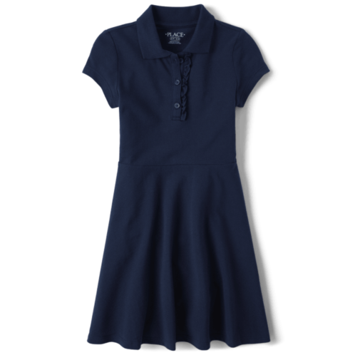 Childrensplace Girls Uniform Ruffle Pique Polo Dress