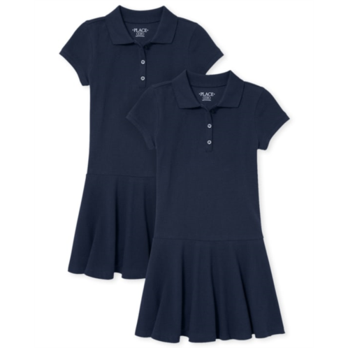 Childrensplace Girls Uniform Pique Polo Dress 2-Pack