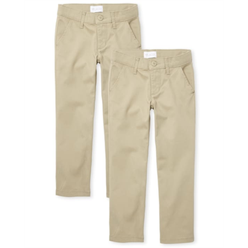 Childrensplace Girls Uniform Stretch Bootcut Chino Pants 2-Pack