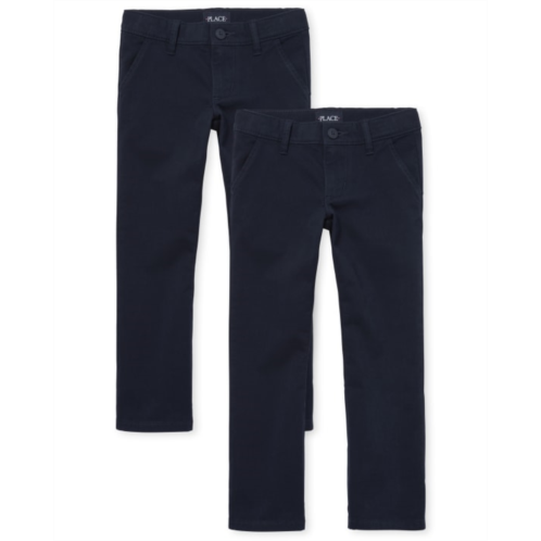 Childrensplace Girls Uniform Stretch Bootcut Chino Pants 2-Pack