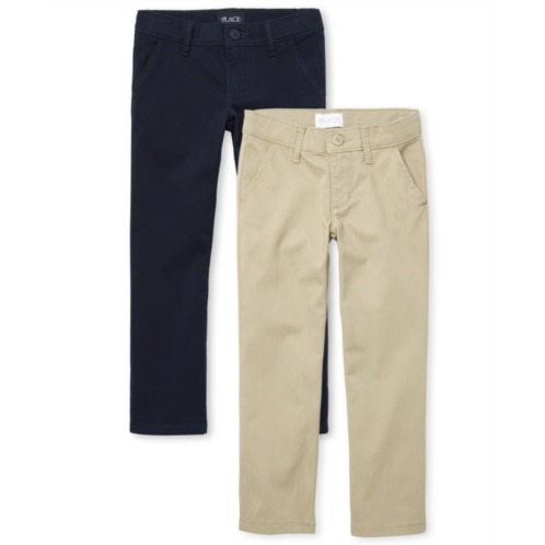 Childrensplace Girls Uniform Slim Stretch Bootcut Chino Pants 2-Pack