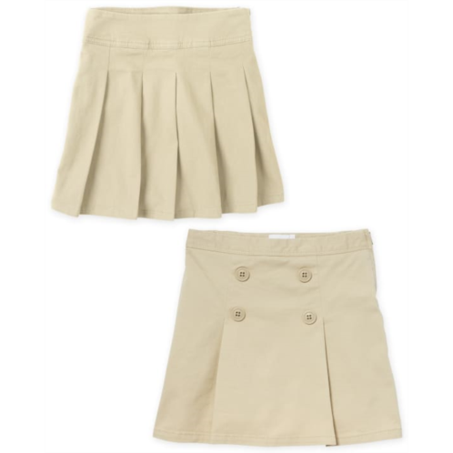 Childrensplace Girls Uniform Plus Pleated Button Skort 2-Pack