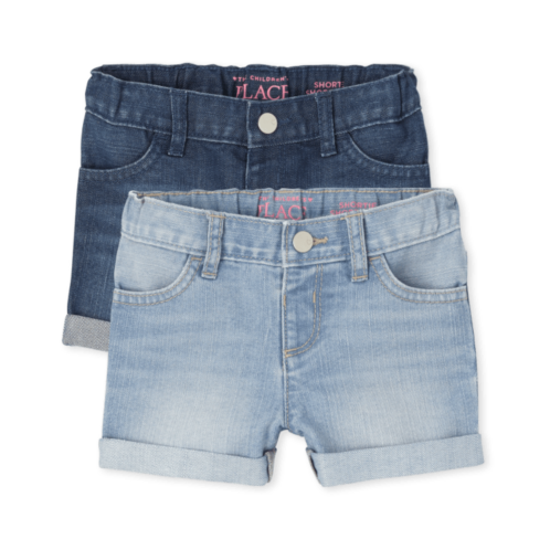 Childrensplace Toddler Girls Roll Cuff Denim Shortie Shorts 2-Pack