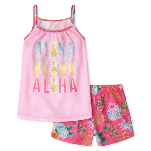 Childrensplace Girls Foil Aloha Pajamas