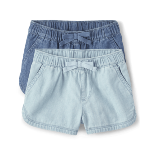 Childrensplace Toddler Girls Chambray Pull On Shorts 2-Pack