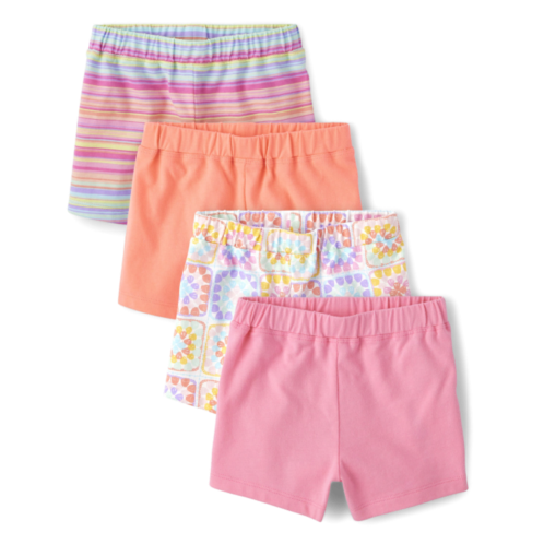 Childrensplace Toddler Girls Rainbow Striped Shorts 4-Pack