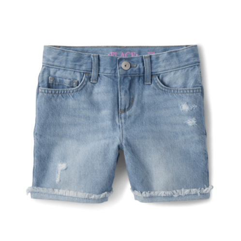 Childrensplace Girls Roll Cuff Denim Midi Shorts