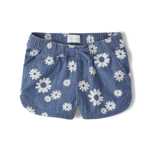 Childrensplace Girls Floral Chambray Pull On Shorts