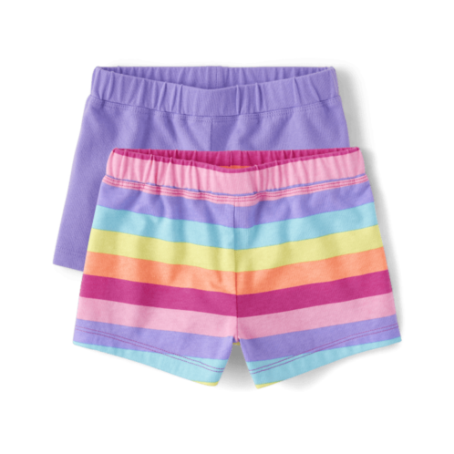 Childrensplace Toddler Girls Rainbow Striped Shorts 2-Pack