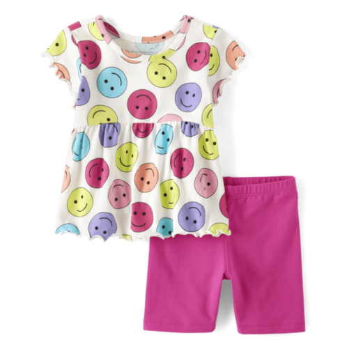 Childrensplace Toddler Girls Happy Face 2-Piece Outfit Set