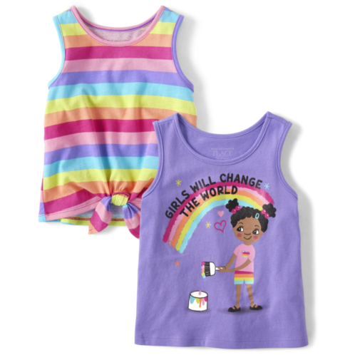 Childrensplace Toddler Girls Rainbow Striped Tank Top 2-Pack