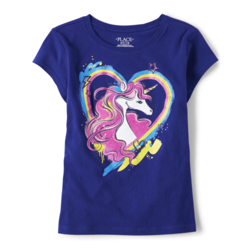 Childrensplace Girls Unicorn Heart Graphic Tee