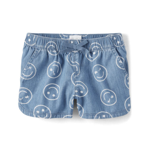 Childrensplace Girls Happy Face Chambray Pull On Shorts