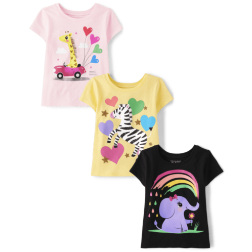 Childrensplace Baby And Toddler Girls Animal Graphic Tee 3-Pack
