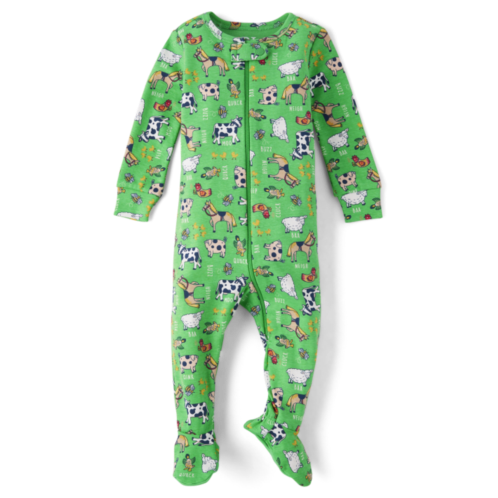 Childrensplace Unisex Baby And Toddler Farm Animal Snug Fit Cotton Footed One Piece Pajamas