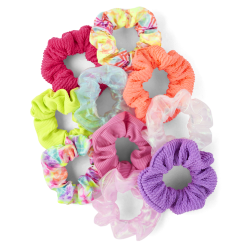 Childrensplace Girls Rainbow Tie Dye Scrunchie 10-Pack