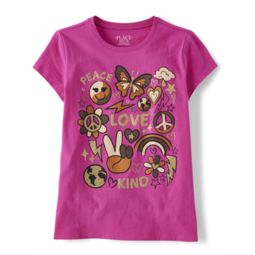 Childrensplace Girls Peace Love Kind Graphic Tee