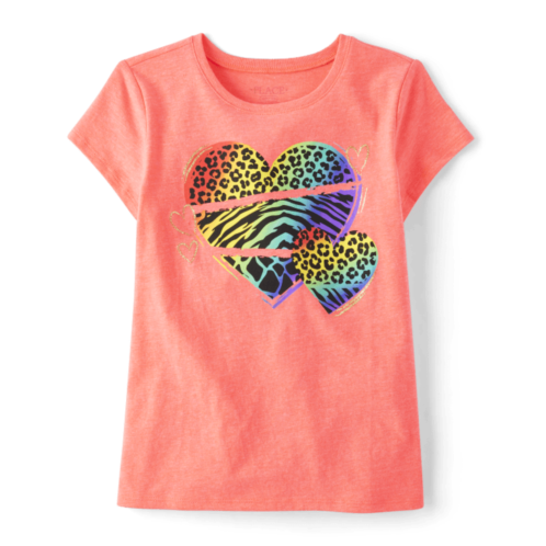 Childrensplace Girls Rainbow Animal Heart Graphic Tee