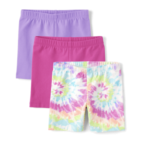 Childrensplace Toddler Girls Rainbow Tie Dye Bike Shorts 3-Pack