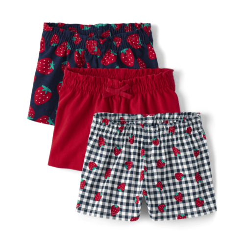 Childrensplace Toddler Girls Strawberry Paperbag Waist Shorts 3-Pack