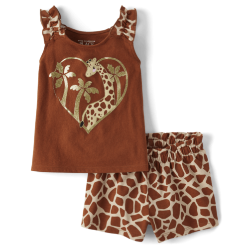 Childrensplace Toddler Girls Glitter Giraffe 2-Piece Outfit Set