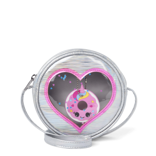 Childrensplace Girls Holographic Heart Doughnut Round Bag