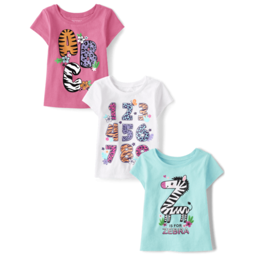 Childrensplace Baby And Toddler Girls Alphabet Graphic Tee 3-Pack