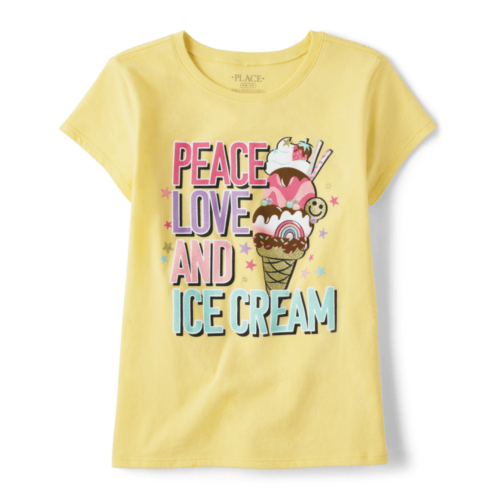 Childrensplace Girls Peace Love Ice Cream Graphic Tee