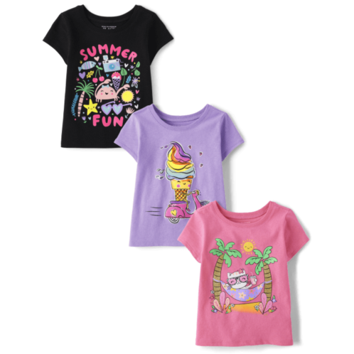 Childrensplace Baby And Toddler Girls Summer Graphic Tee 3-Pack