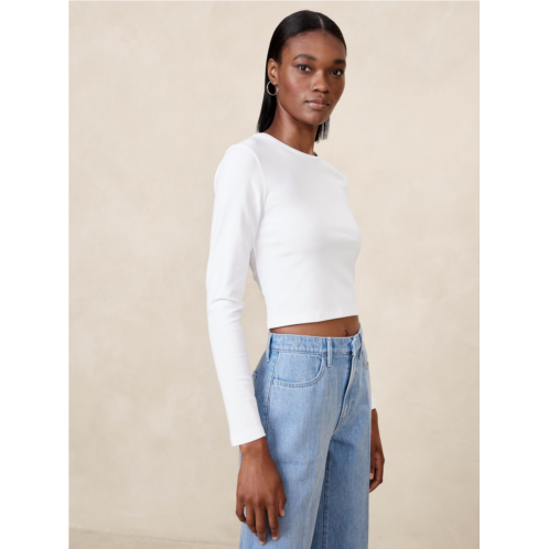 Bananarepublic Refined Long-Sleeve Crop T-Shirt