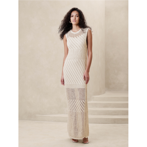 Bananarepublic Cotton-Blend Open-Stitch Maxi Dress