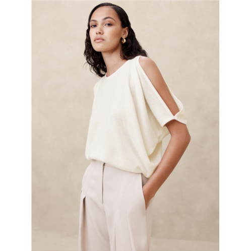 Bananarepublic Cashmere-Linen Shoulder Cut-Out Sweater