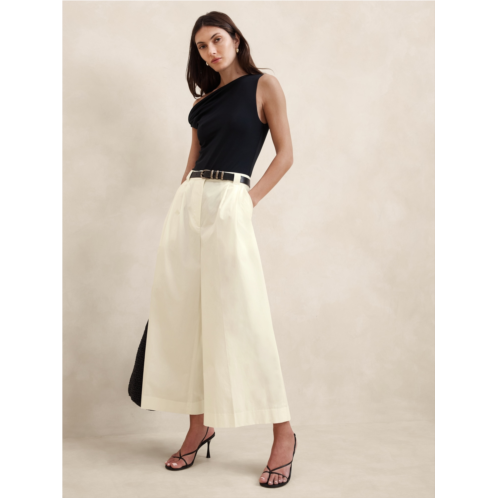 Bananarepublic Pleated Wide-Leg Crop Poplin Pant