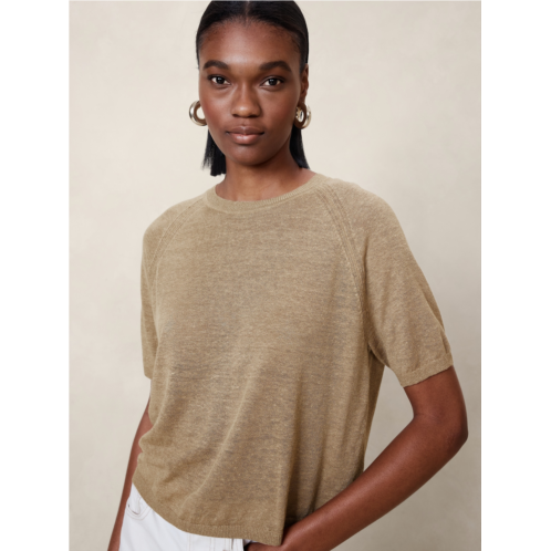 Bananarepublic Fern Linen-Blend Short-Sleeve Sweater