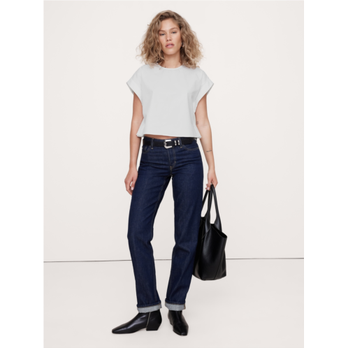 Bananarepublic Cotton Sharp-Shoulder Cropped Top