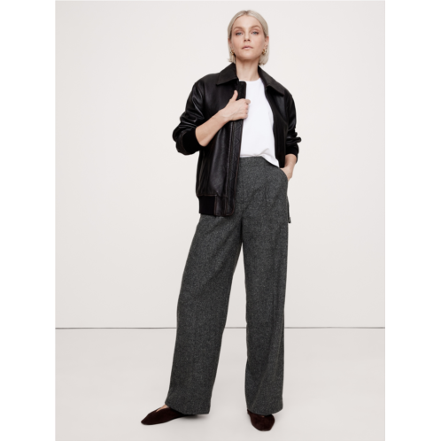 Bananarepublic Relaxed Wide-Leg Italian Herringbone Pant