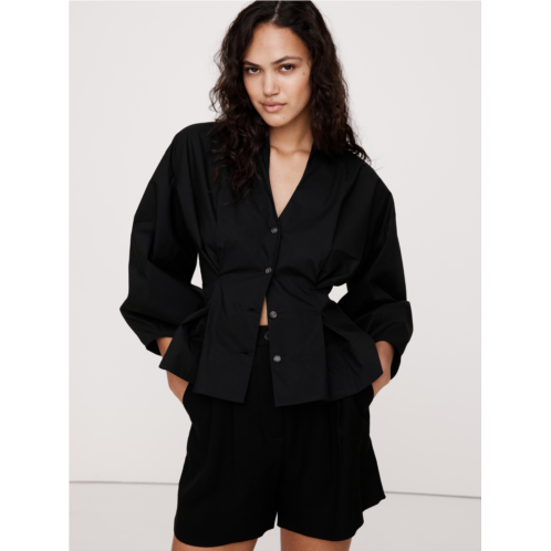Bananarepublic Cotton Poplin Cinched-Waist Shirt