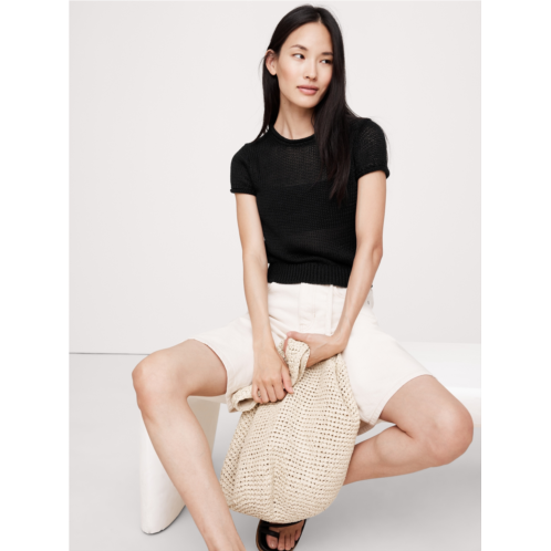 Bananarepublic Fitted Linen Short-Sleeve Sweater