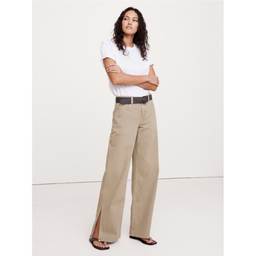 Bananarepublic The Icon Classic Mid-Rise Wide-Leg Split-Hem Jean