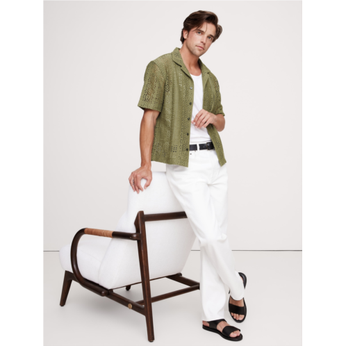 Bananarepublic Relaxed-Fit Crochet Resort Shirt