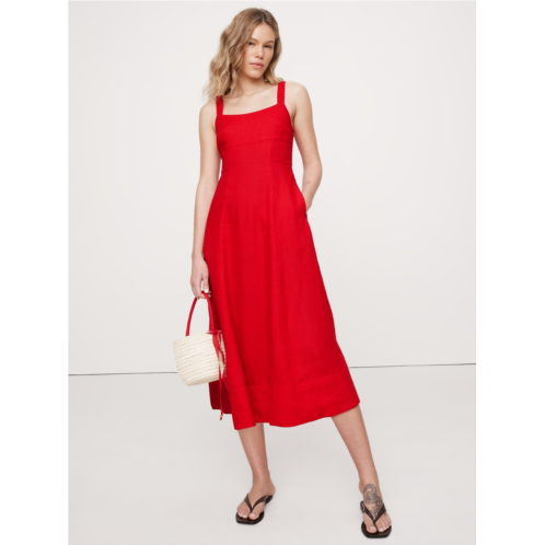 Bananarepublic Linen Square-Neck Midi Dress